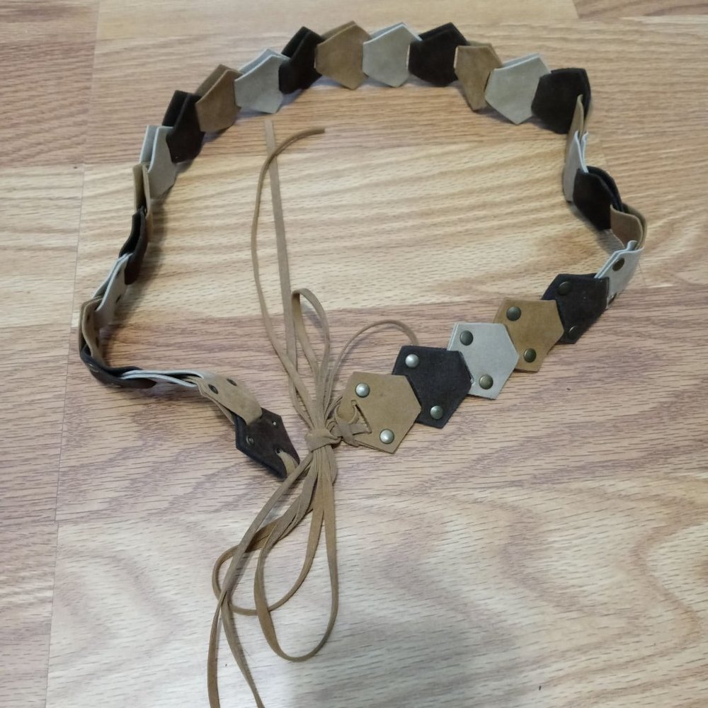 Soft suede leather tie belt